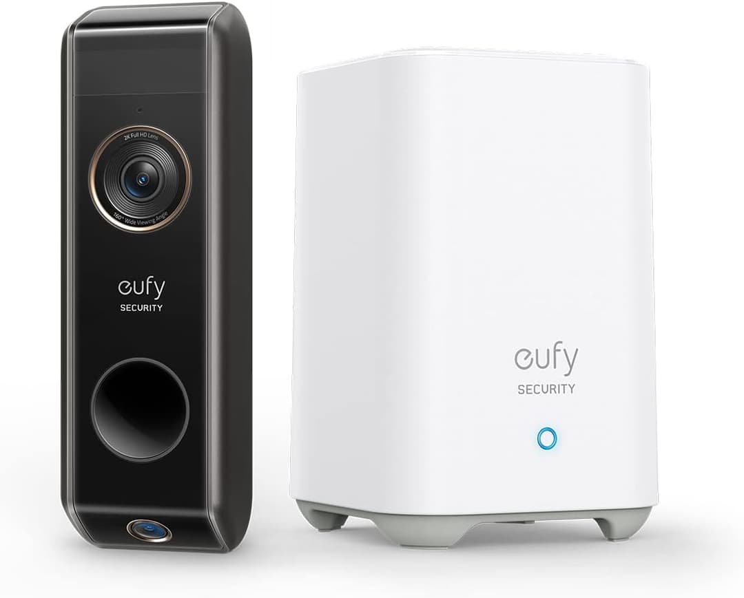 eufy Security Video Doorbell S330, campanello con fotocamera e homebase, sensore di movimento, rilevamento del pacchetto, 2 K, gratuito, memoria 16 GB, modalità notturna, videosorveglianza