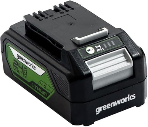 Greenworks Batterie 24V - Puissante Batterie Rechargeable Greenworks pour tous les Outils de Jardin 24V, Batterie Lithium-Ion 4Ah, Chargement Rapide, 3 Niveaux de Charge LED, Garantie 2 Ans - G24B4