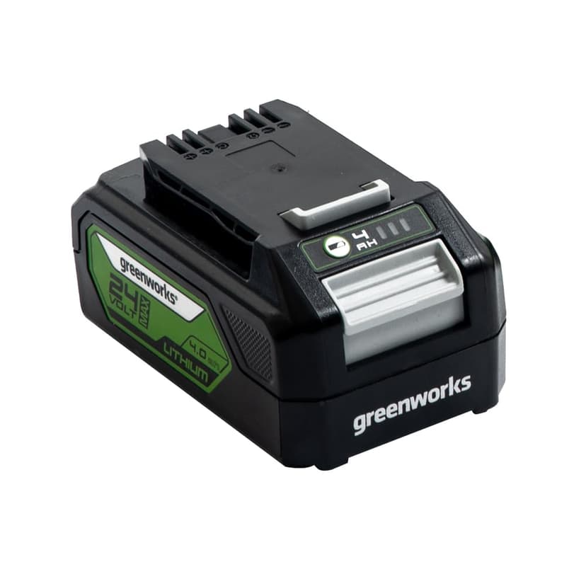 Greenworks Batterie 24V - Puissante Batterie Rechargeable Greenworks pour tous les Outils de Jardin 24V, Batterie Lithium-Ion 4Ah, Chargement Rapide, 3 Niveaux de Charge LED, Garantie 2 Ans - G24B4 - 1