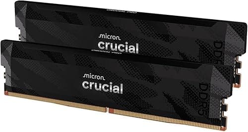 Crucial Pro DDR5 RAM 32GB Kit (2x16GB) 6400MHz CL32, Overclocking Deskop Computer Gaming Memory, Intel XMP 3.0 / AMD EXPO, Black - CP2K16G64C32U5B