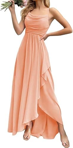 Spaghetti Straps Princess Bridesmaid Dresses Ruffles Prom…