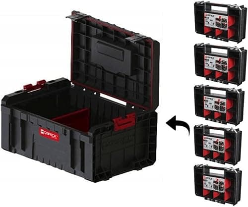 Tool Box Set QBRICK 5987 Modular Tool Box Case + 5 Multi Organiser Case System Assortment Box Tool Storage (KG), Black, 4256