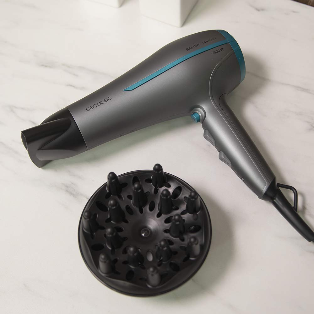 Cecotec Bamba IoniCare 5200 Aura Black Ionic Hair Dryer, 2300W, Concentrator and Diffuser, Frizz Free Hair, DC Motor, Real Ion, Large Air Flow, 2 Speeds and 3 Temperatures - 6