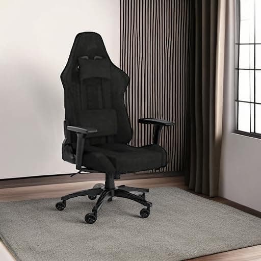 Corsair TC100 Relaxed Fauteuil Gaming - Tissu - Design Inspiré des Sports Automobiles - Coussin Lombaire - Coussin Repose-Nuque Détachable en Mousse à Mémoire de Forme - Noir - 5