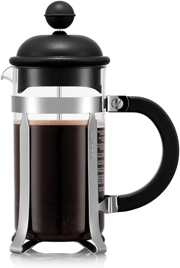 Bodum French Press Caffettiera Black - 350ml / 3 Cup Coffee Maker - Durable Glass & Stainless Steel Filter - BPA-Free Dishwasher Safe Percolator - Cafetiere Made in Portugal - 1
