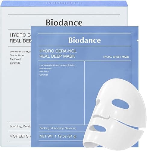 BIODANCE Hydro Cera-nol Real Deep Face Mask 4 Pcs | Hydrogel Overnight Mask | Soothing, Moisturising and Nutritious Care | Korean Face Mask for Glass Skin | Korean Skincare
