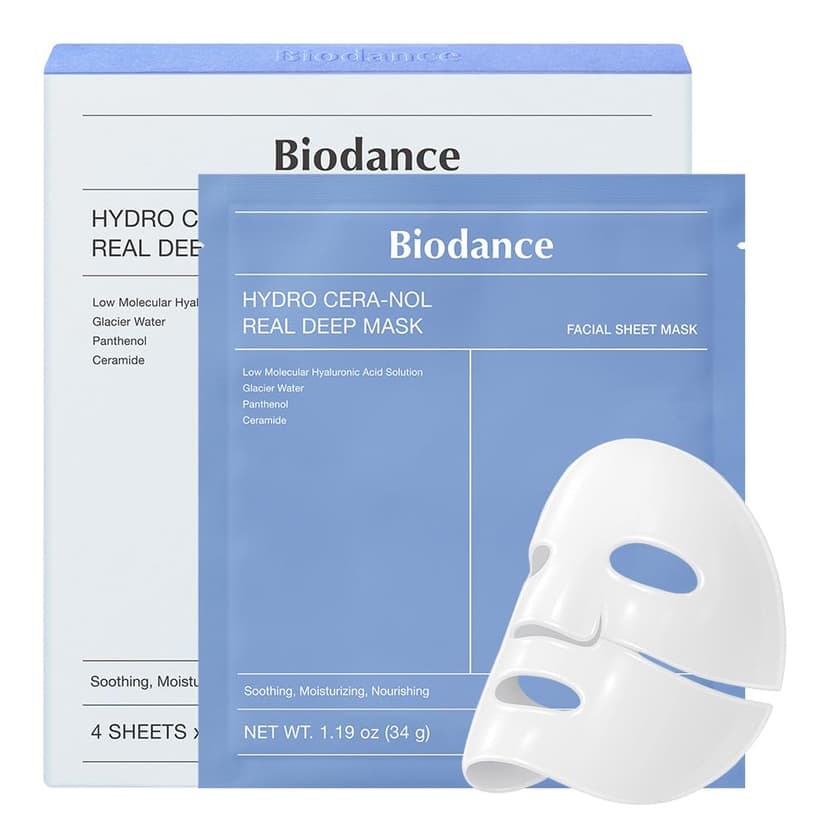 BIODANCE Hydro Cera-nol Real Deep Face Mask 4 Pcs | Hydrogel Overnight Mask | Soothing, Moisturising and Nutritious Care | Korean Face Mask for Glass Skin | Korean Skincare - 1