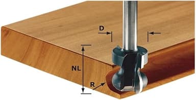Festool Fraise pour poignée moulurée HW S8 D22/16/R2,5+6