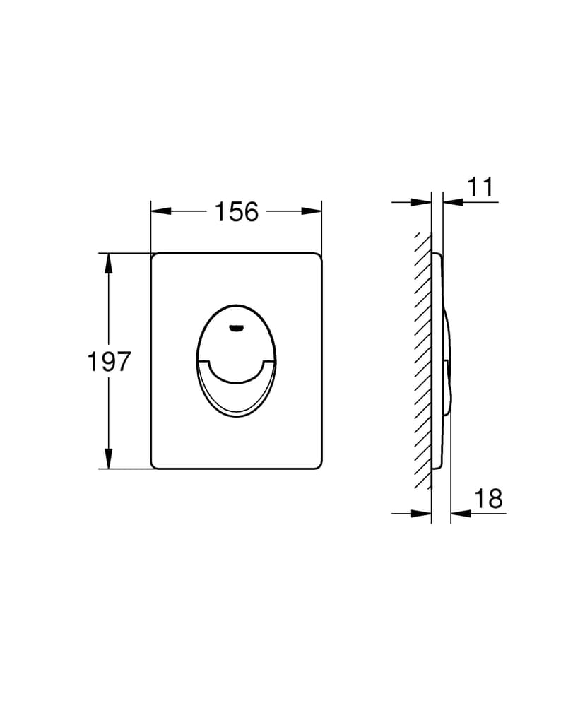 GROHE Plaque de commande WC Start, montage verticale, 2 boutons-poussoirs interrompable, finition brillante, 156x197mm, chromé, 38964000 (Import Allemagne) - 2