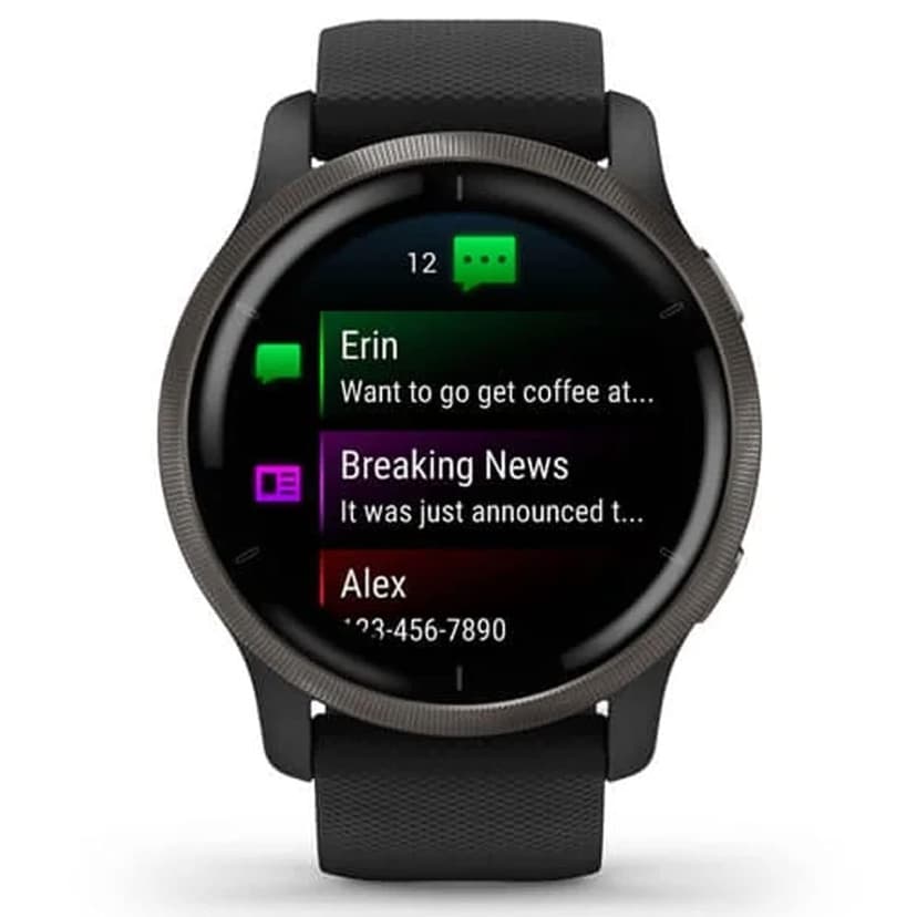 Garmin Venu 2 - Montre connectée GPS Multisports avec écran AMOLED, autonomie Longue durée (11 Jours) – Gris avec Bracelet Noir - Boîtier 45 mm - 2