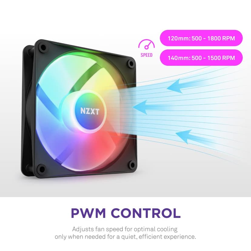 NZXT F120 RGB Core 120mm PWM Single Fan Black - 5