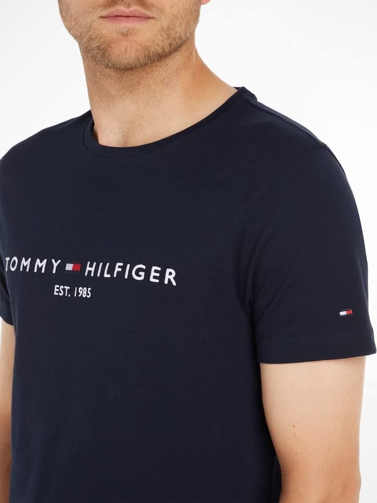 Tommy Hilfiger T-Shirt Manches Courtes Homme Core Tommy Logo Col Ras-du-Cou, Bleu (Sky Captain), XL - 3