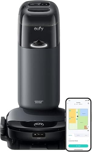 eufy Omni S1 Robot aspirateur avec serpillère, système HydroJet révolutionnaire, station tout-en-un, 8000 Pa, évitement d'obstacles intelligents, serpillère à rétractation automatique, nettoyage en