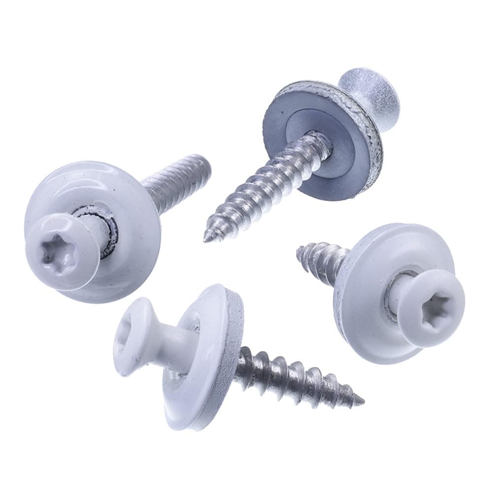 SECCARO Confezione da 100 viti idrauliche 4,5 x 25 mm, bianco puro RAL 9010, acciaio inossidabile A2, rondelle di tenuta EPDM 15 mm, TX/esagono incassato