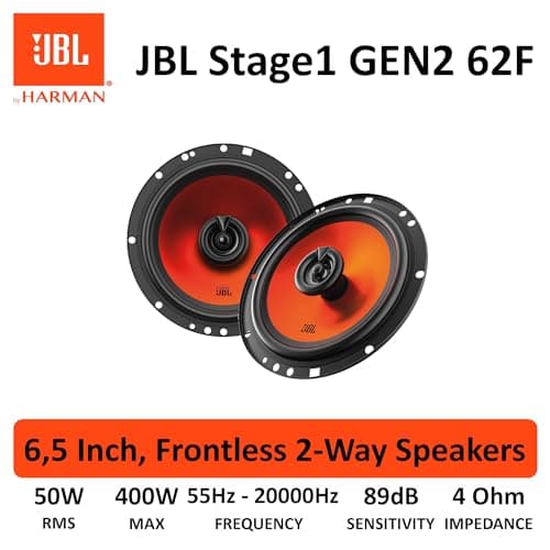 JBL Stage1 GEN2 62F – 6.5 Inch (165mm) 2-Way Coaxial Car Speakers – 50W RMS – 220W Peak – High Sensitivity – OEM Replacement Audio – No Grille – Easy Install – Set of 2 - 14