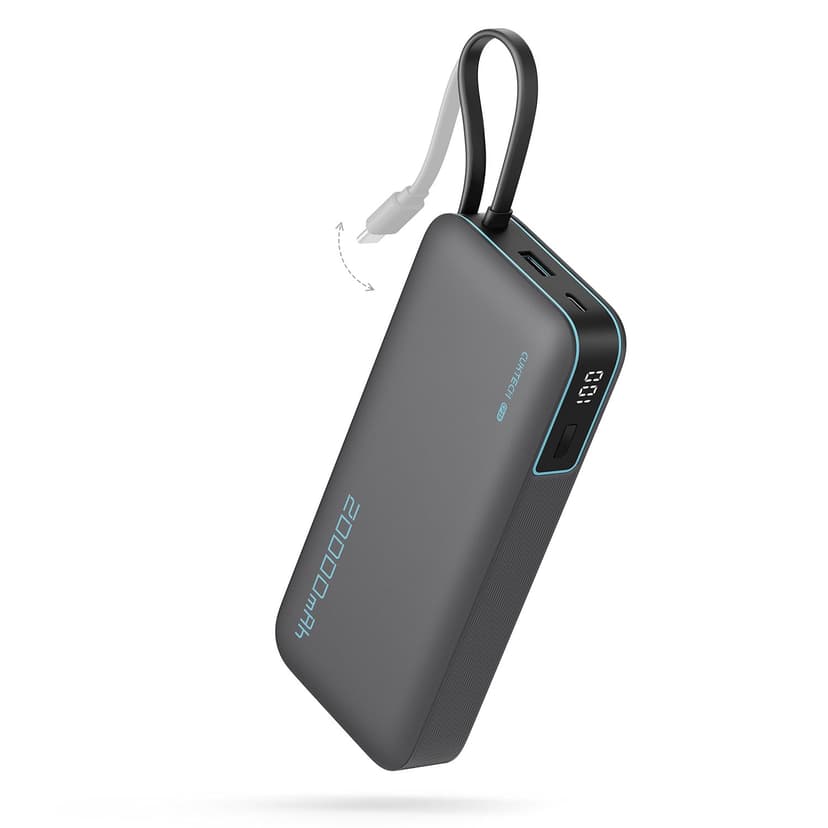 CUKTECH 45W Batterie Externe 20000mAh Power Bank, Batterie Externe Charge Rapide avec Cable Intégré USB C, Batterie Portable pour iPhone 17/16/15/14/13, Samsung, Xiaomi, iPad, MacBook, Switch - 1
