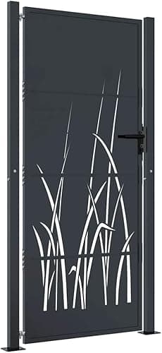 vidaXL Garden Gate/Fence - 105x205 cm Anthracite Steel - Laser Cut Design - Outdoor/Patio