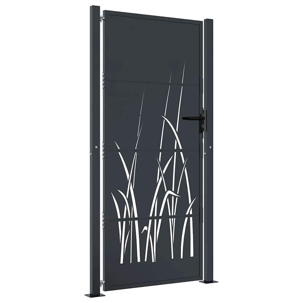 vidaXL Garden Gate/Fence - 105x205 cm Anthracite Steel - Laser Cut Design - Outdoor/Patio