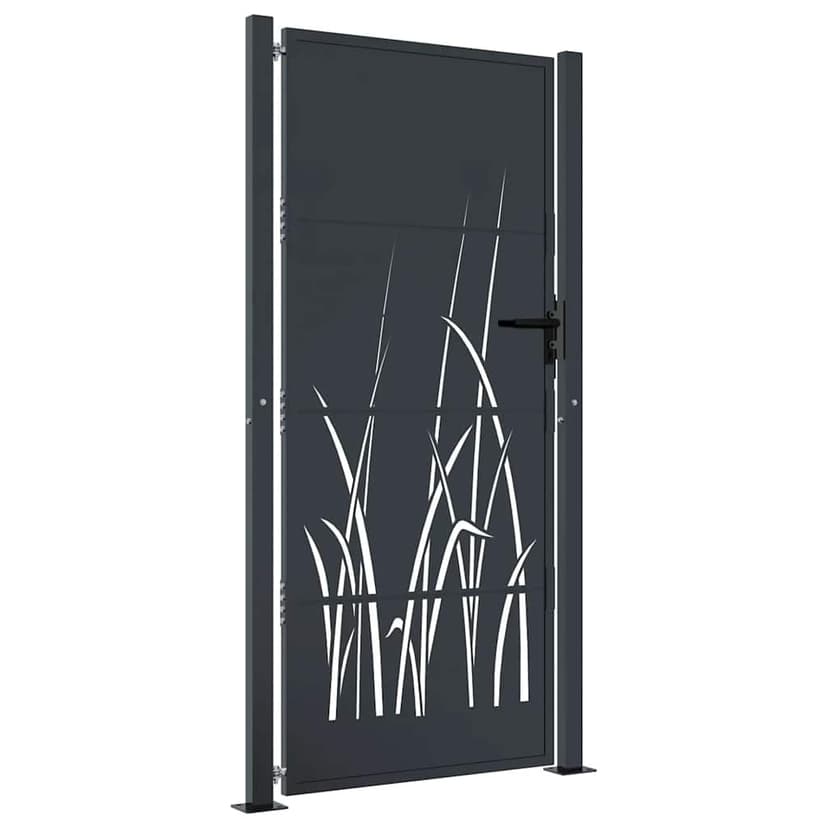 vidaXL Garden Gate/Fence - 105x205 cm Anthracite Steel - Laser Cut Design - Outdoor/Patio - 1