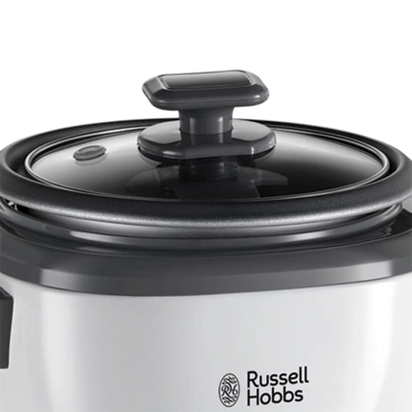 Russell Hobbs Medium Rice Cooker, Stainless Steel/White, Non-stick coating, dishwasher safe, 300 Watt) 27030-56, 6 servings at a time (up to 200 grams per serving) - 6
