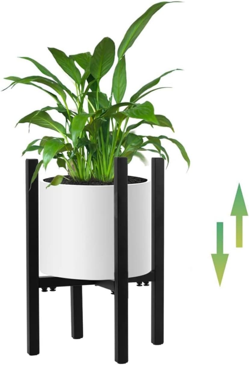 STLOVe® Flower Stand, Indoor Decor Flower Pot Shelf, Black Iron Pot Stand, Planter Holder for Flowerpot, Home Garden Corner Porch, Wedding Garden Home Decoration(Pot & Plant Not Included) (Adjustable) - 1