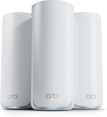 NETGEAR Orbi, Système Mesh WiFi 7, RBE773, 3-Pack, Jusqu'à 11 Gbps, Couvre jusqu'à 540 m², 100 appareils, 2.5GB Internet Port, Tri-Band BE11000, Compatible Murs épais et Toutes Box Internet