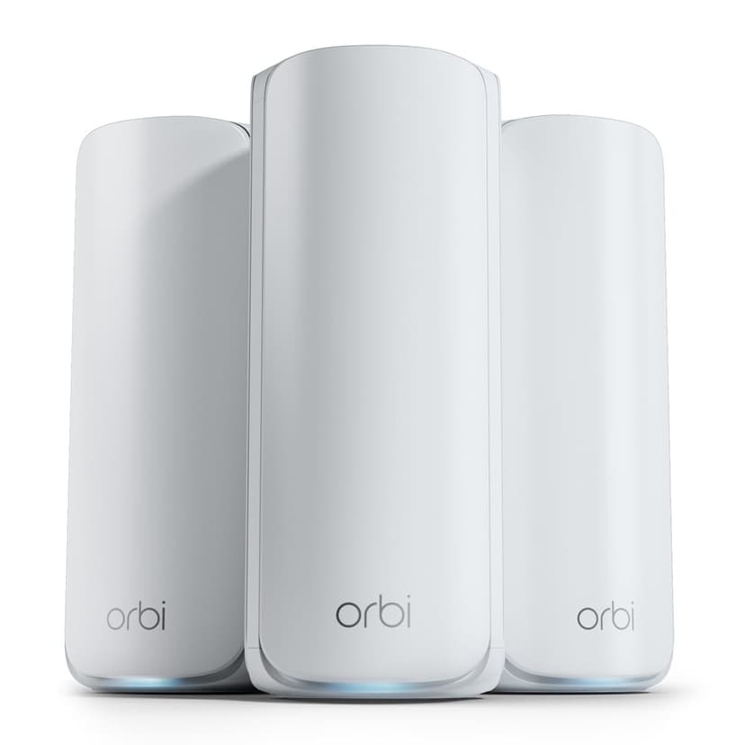 NETGEAR Orbi 770 Series | WiFi 7 Mesh System | RBE773 | Wireless Router + 2 Satellites | Up to 11 Gbps | Covers 6,750 sq. ft. | Connects up to 100 devices | Tri-band BE11000 | 2.5 Gig Internet Port - 1