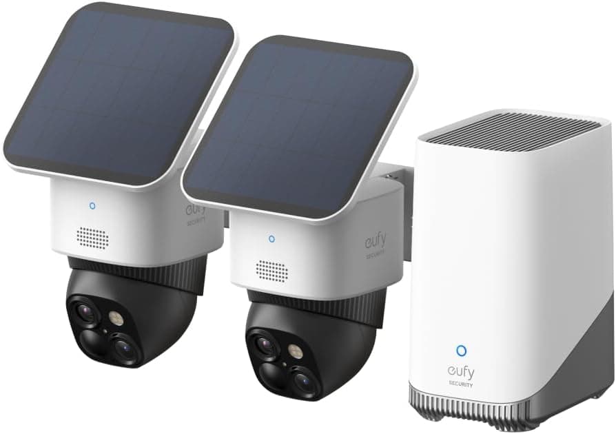 eufy Security SoloCamS340 Solar Security Camera, Wireless Outdoor WiFi Surveillance Camera, 360° Surveillance 3K, No Blind Spot, Wi-FI 2.4GHz, No Monthly Fee, Compatible HomeBase 3.2+1