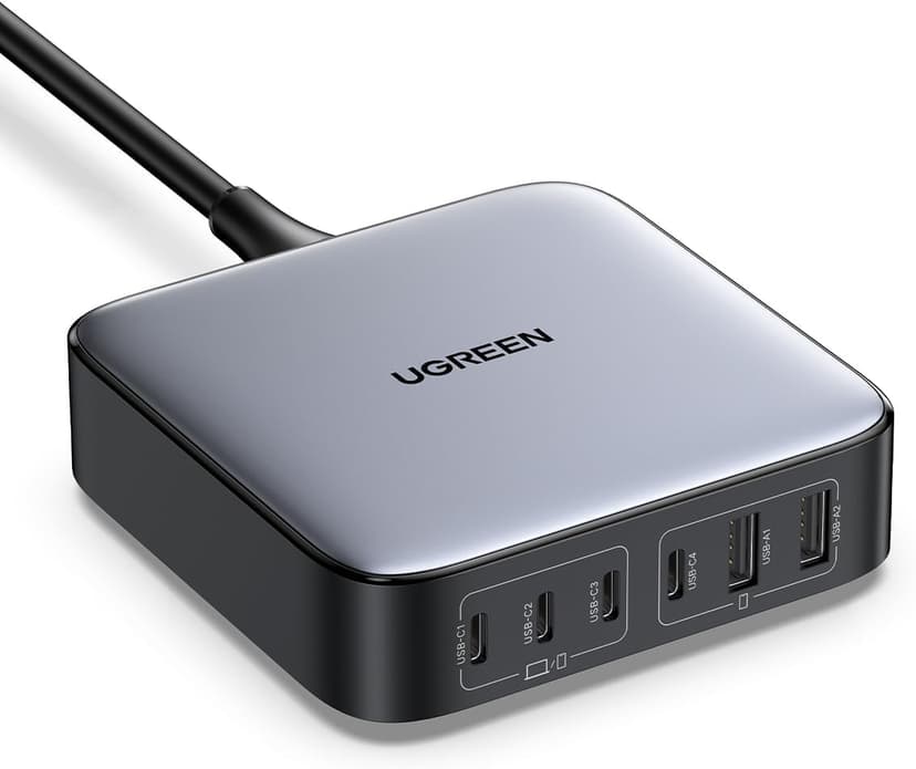 UGREEN Nexode 200 W 6 porte caricatore USB C veloce desktop GaN II compatibile con 100 W 65 W iPhone 16 Plus Pro Max 15 14 13 12 MacBook Pro Air M3 M2 M1 Galaxy S24 Ultra Plus 2M cavo di alimentazione - 1