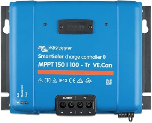 Victron Energy SmartSolar MPPT Tr VE. Can Solar Charge Controller (Bluetooth) - MPPT Charge Controller for Solar Panels - 150V 100 amp 12/24/36/48-Volt