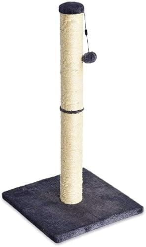 Amazon Basics Cat Scratching Post for Indoor Cats, Standard with Dangling Toy, 80 cm, Grey