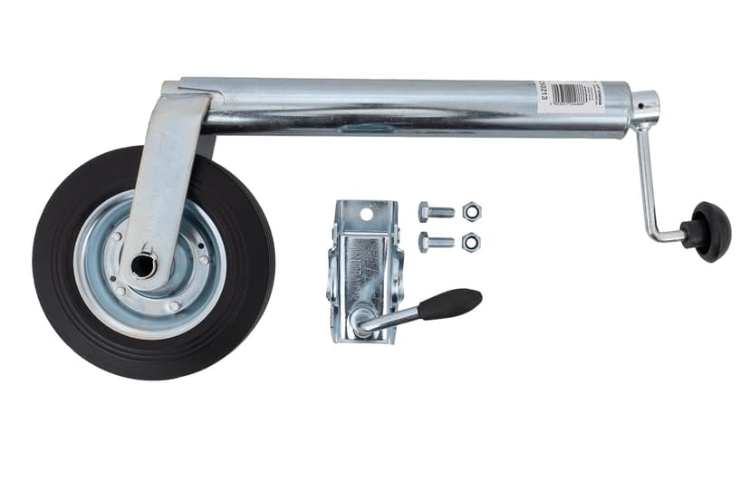 UNITRAILER ruotino di appoggio con morsetto 150 kg tubo 48 mm 505 730 mm ruota 200 x 50 mm per sosta e manovre, fissaggio stabile al timone del rimorchio per rimorchi e carrelli - 3