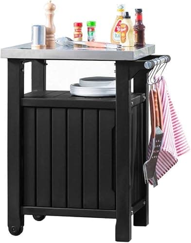 Keter Barbecue Side Table with Single Door, Graphite, 54 x 70 x 90 cm, 6130
