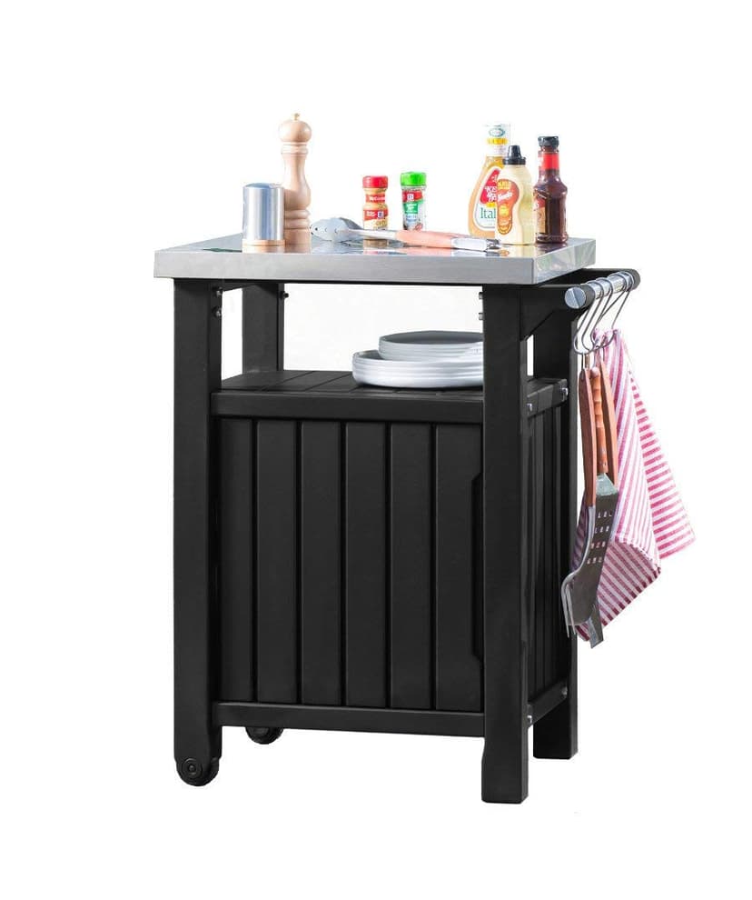 Keter Barbecue Side Table with Single Door, Graphite, 54 x 70 x 90 cm, 6130 - 1