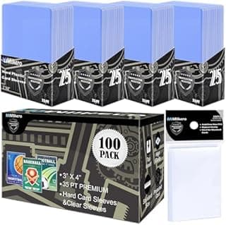 Mlikero 100 Count TopLoaders for Cards, Baseball Card Protectors, Toploaders Card Sleeve with 100 Count Clear Baseball Card Sleeves, 3" x 4"Hard Plastic Card Sleeves for Baseball Cards, Sports Cards