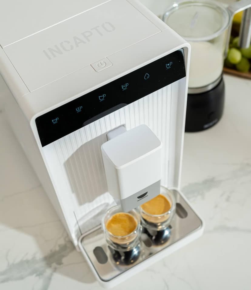 Incapto Aura Caffettiera Superautomatica | 19 Bar | Doppio Pulsante Espresso | Caffettiera a grana compatta e design elegante | Macinino regolabile | Pulizia automatica | Ricette multiple (bianco) - 4