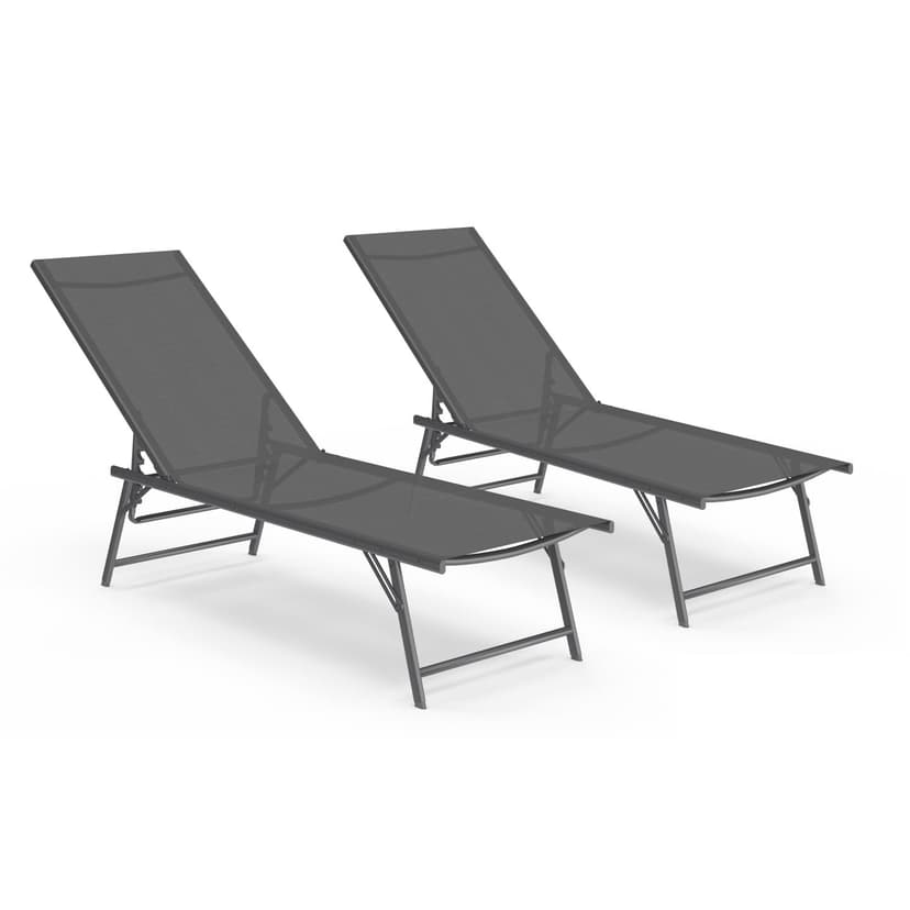 IDMarket - Lot de 2 transats de Jardin inclinables Kailua… - 1