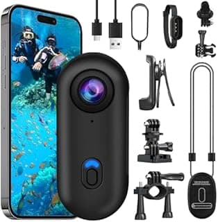 OBEST Action Cam 4K 360 Action Camera Mini Body Cam Magnetic Vlog POV Camera, WiFi Underwater Camera 30 m Waterproof Motorcycle Helmet Camera Bicycle Rider Sports Camera Accessories Black - 1