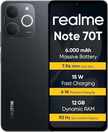 realme Note 70T Smartphone 4+256 GB, Batterie de 6 000 mA…