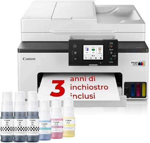 Canon Maxify GX2050 inkjetprinter 4-in-1 multifunctioneel apparaat DIN A4 (printer, scanner, kopieerapparaat, fax, ADF, 600x1200 DPI, WLAN, USB, duplexafdrukken, 250 vellen | Inclusief 6 x inktflessen