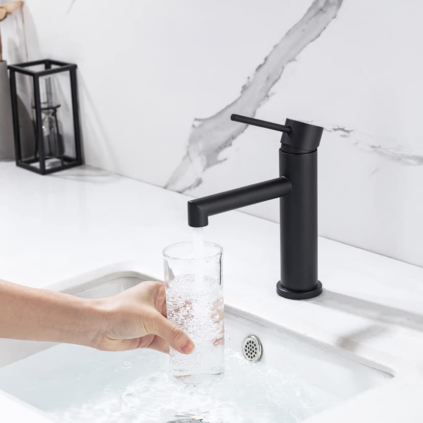 ONECE Tap Black Bathroom Faucet, Single Lever Mixer Tap with Removable Bubbler, Black Finish, Stainless Steel, Contemporary Style - 5