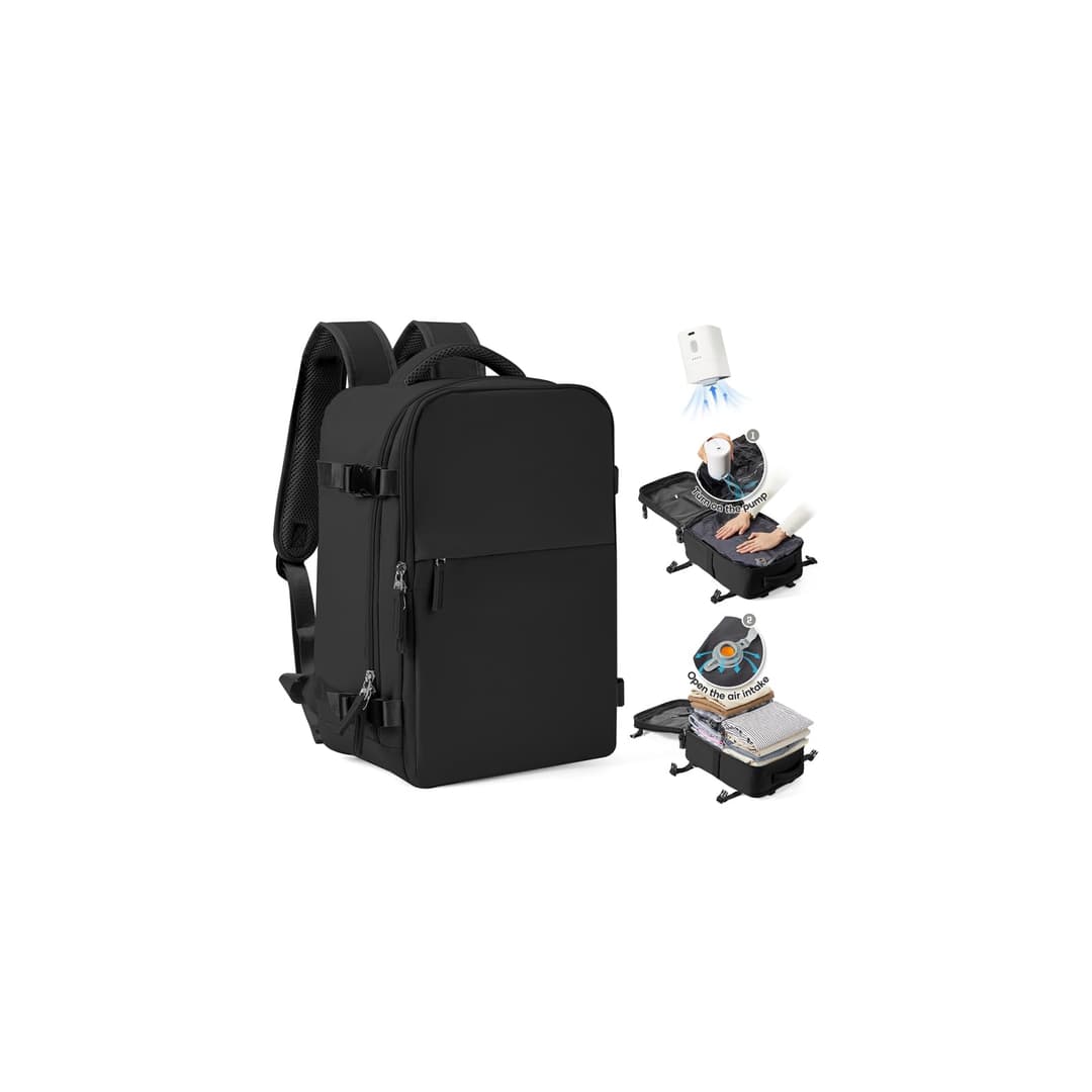 SZLX Vacuum Backpack Carry-on Luggage Women, Airbag Backpack with Vacuum System for Travel, Ryanair Travel Ruscksack Cabin Size with Pump Waterproof Men's Vacuum Suitcase