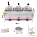 Friteuse à Gaz GPL En Acier Inoxydable Commerciale, Professionnelle Friteuse à Gaz Avec Panier Et Couvercle, Puissance De Feu Réglable Adaptée Au Poulet Frit Et Aux,Triplecylinder10L+10L+10L - 3