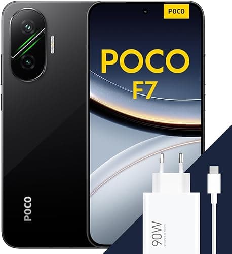 POCO F7 Smartphone, 12+256GB, Black, Flagship Snapdragon® 8s Gen 4, 6500mAh battery, 50MP Sony camera with OIS, 6.83 inch 1.5K 120Hz AMOLED display (Included power adapter)