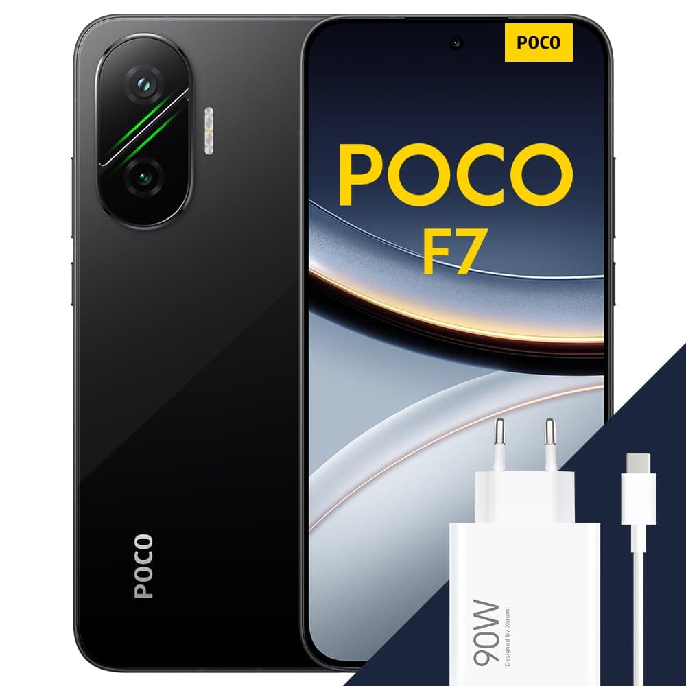 POCO F7 Smartphone, 12+256GB, Black, Flagship Snapdragon® 8s Gen 4, 6500mAh battery, 50MP Sony camera with OIS, 6.83 inch 1.5K 120Hz AMOLED display (Included power adapter)