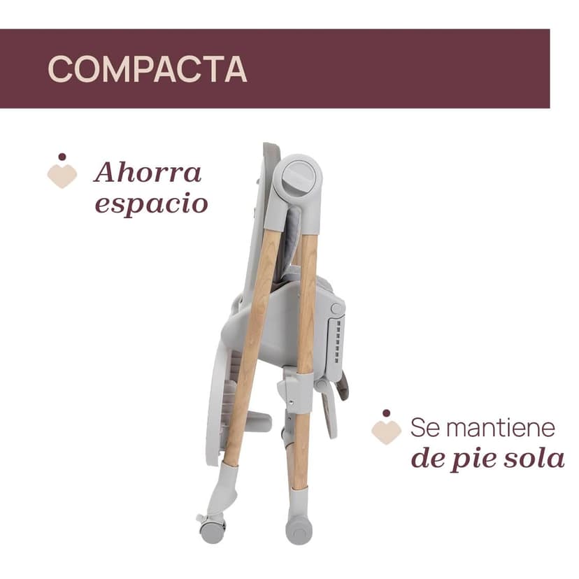 Chicco Polly Armonia Chaise Haute Bebé Évolutive, pour Enfants de 0 Mois à 40 kg, 9 Niveaux de Hauteur, 3 Positions d'Inclinaison, Repose-Pieds Réglables, Pliage compact, 4 Roues, Brun - 9