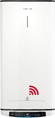 Ariston Velis Pro Wifi Electric Water Heater Low Power Consumption Multiple Positions 100L Flat with Wi-Fi and ECO EVO Function, 127.2 x 27.5 x 51.1 cm, for Installation in Spain