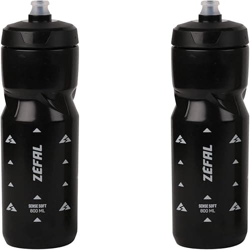 ZEFAL Pack Sense Soft 80 - Lot de Deux Bidons Velo et VTT - Gourde Sport Souple et Inodore - Bidon Eau Sans BPA - Tetine Silicone - Noir, 2 x 800 ML