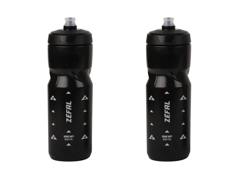 ZEFAL Pack Sense Soft 80 - Lot de Deux Bidons Velo et VTT - Gourde Sport Souple et Inodore - Bidon Eau Sans BPA - Tetine Silicone - Noir, 2 x 800 ML - 1
