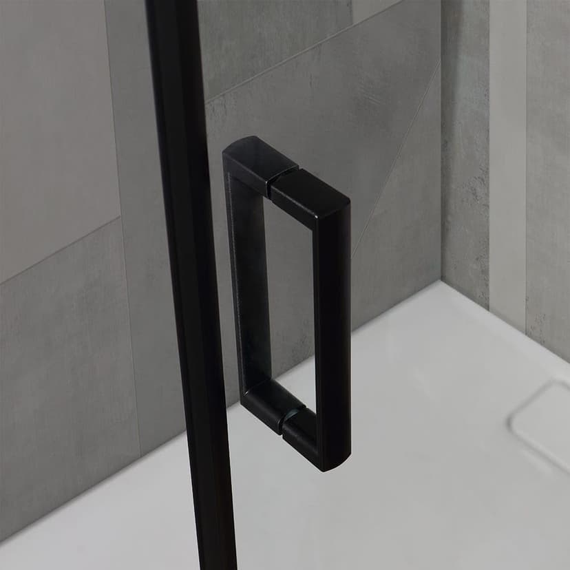 City Shower Enclosure 80 x 100 H 190 cm Matt Black Profile in Clear Crystal Glass - 7